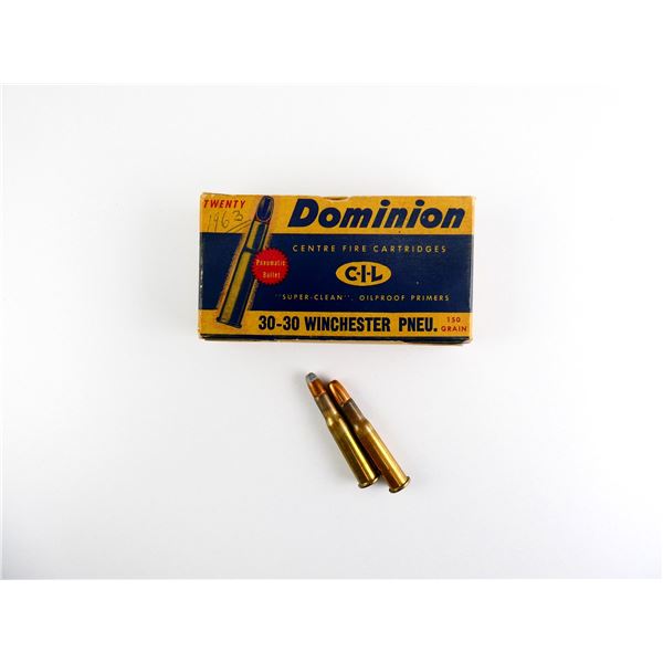 COLLECTIBLE ASSORTED DOMINION .30-30 WIN AMMO LOT