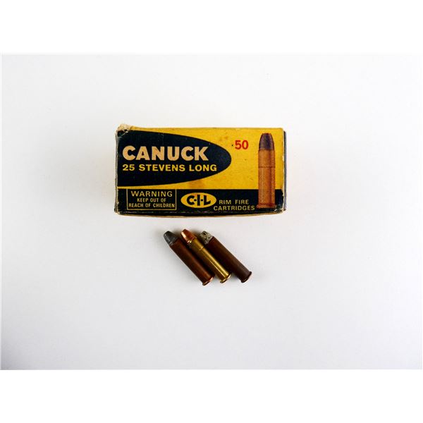 COLLECTIBLE ASSORTED .25 STEVENS LONG RF AMMO LOT