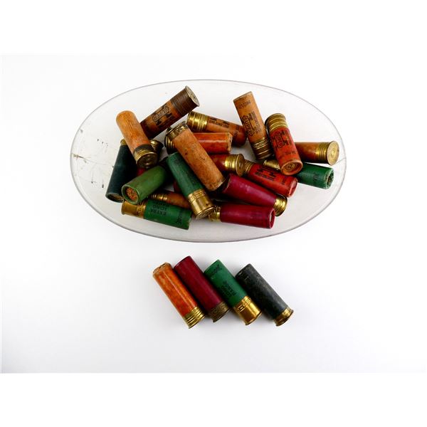COLLECTIBLE ASSORTED 10 GAUGE PAPER SHOT SHELL AMMO LOT