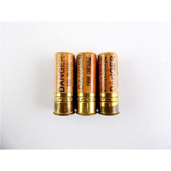COLLECTIBLE MAXUM 12 GAUGE  2 3/4" SHOT SHELL PROOF RNDS AMMO AND PRIMED SHOT SHELL HULL LOT