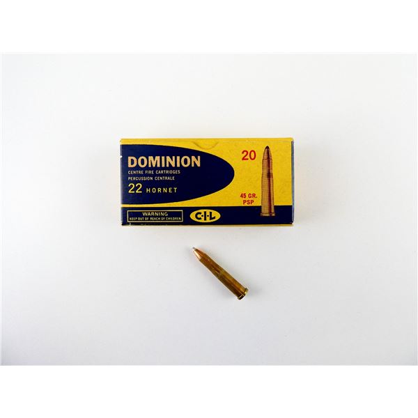 COLLECTIBLE DOMINION .22 HORNET AMMO LOT