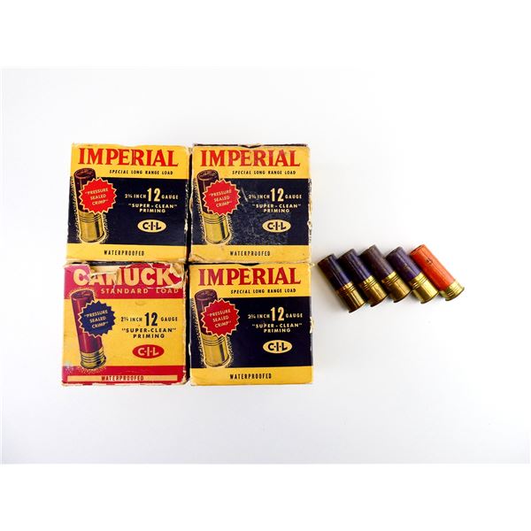 COLLECTIBLE ASSORTED IMPERIAL PAPER 12 GAUGE 2 3/4" SHOT SHELL AMMO LOT