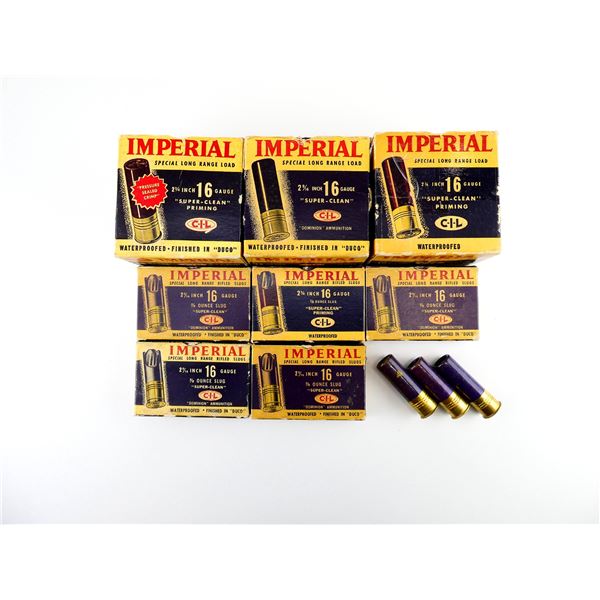 COLLECTIBLE ASSORTED IMPERIAL 16 GAUGE 2 3/4" PAPER SHOT SHELL AMMO LOT