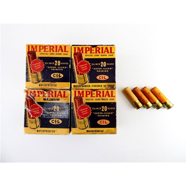 COLLECTIBLE ASSORTED IMPERIAL 20 GAUGE 2 3/4" PAPER SHOT SHELLS AMMO LOT