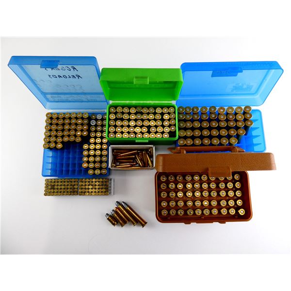 RELOADED ASSORTED AMMO AND PRIMED BRASS CASES LOT