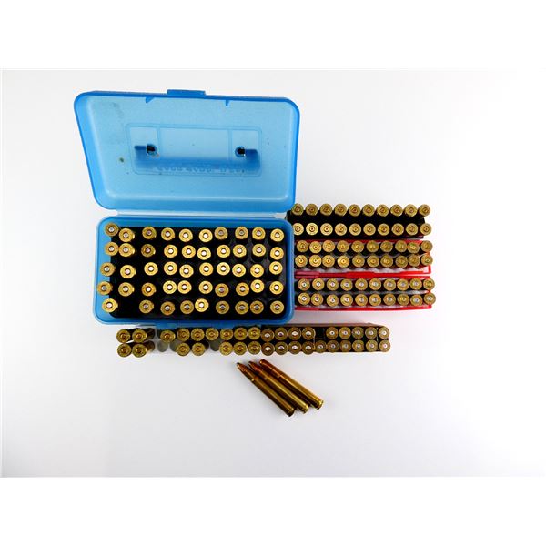 RELOADED ASSORTED .375 H&H MAGNUM AMMO / PRIMED AND NON-PRIMED BRASS CASES LOT