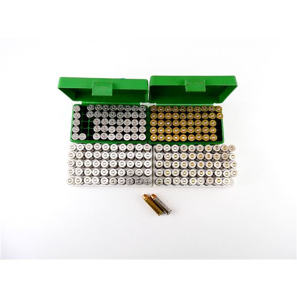 RELOADED ASSORTED .357 MAGNUM AMMO AND NON-PRIMED NICKEL CASES LOT