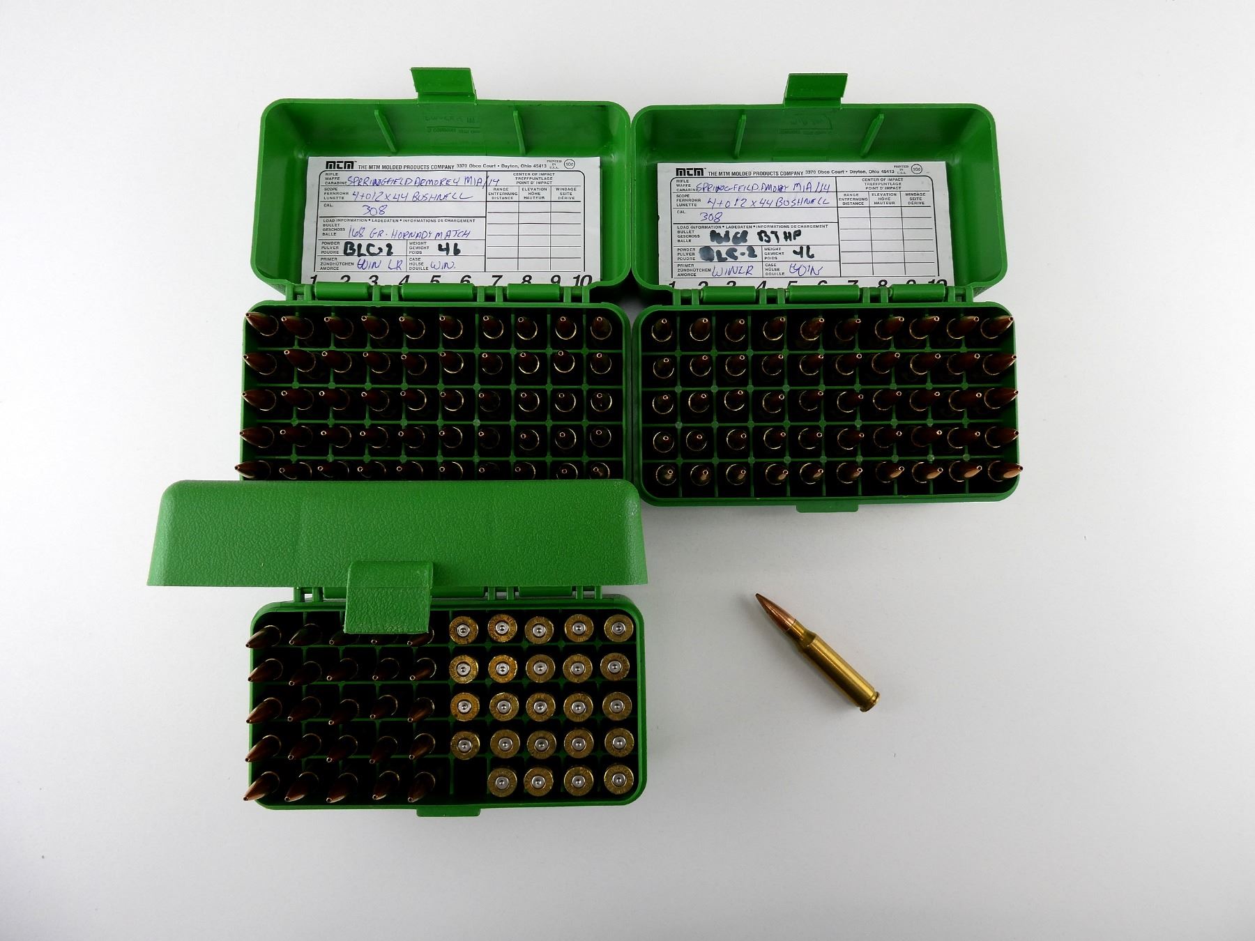 RELOADED ASSORTED .308 WIN AMMO AND NON-PRIMED BRASS CASES LOT