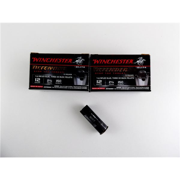 WINCHESTER DEFENDER 12 GAUGE 2 3/4" SHOT SHELL AMMO LOT
