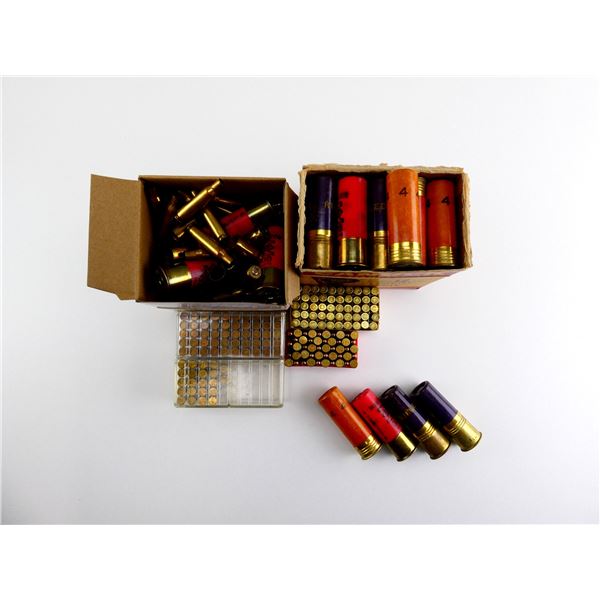 ASSORTED .22 SHORT / LONG / LR / 12 GAUGE 2 3/4" SHOT SHELL AND PRIMED BRASS CASES LOT