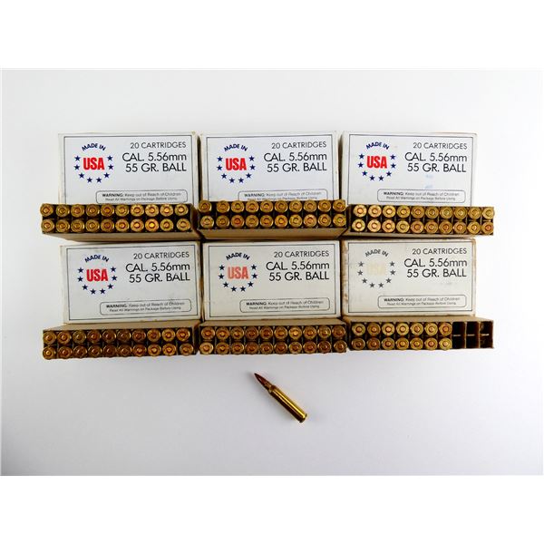 WINCHESTER 5.56MM AMMO AND NON-PRIMED BRASS CASES LOT