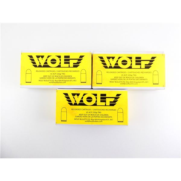 WOLF FACTORY RELOADED .45 ACP AMMO LOT