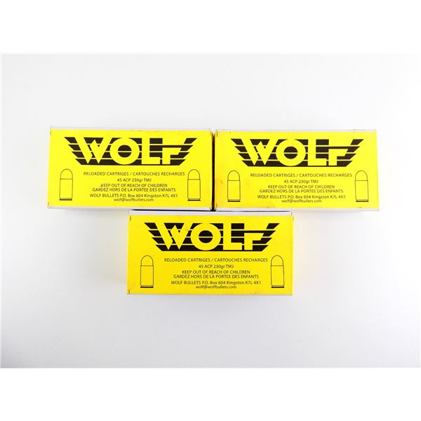 WOLF FACTORY RELOADED .45 ACP AMMO LOT