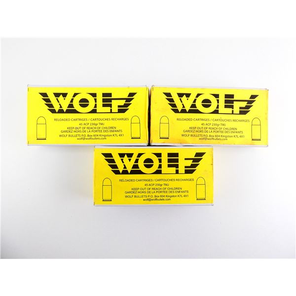 WOLF FACTORY RELOADED .45 ACP AMMO LOT