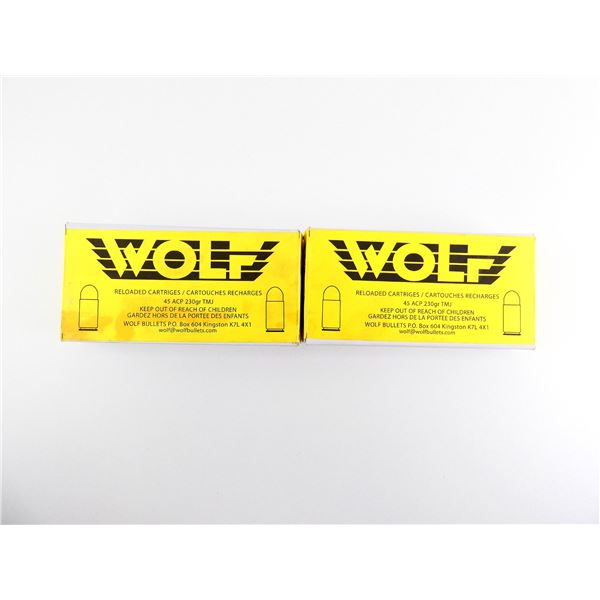 WOLF FACTORY RELOADED .45 ACP AMMO LOT