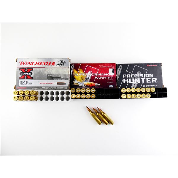 ASSORTED HORNADY AND WINCHESTER .243 WIN AMMO LOT