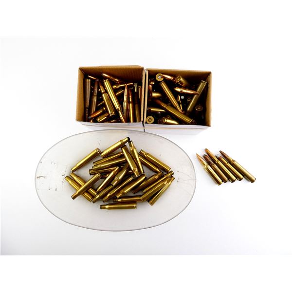 ASSORTED AMMO AND NON-PRIMED BRASS CASES LOT