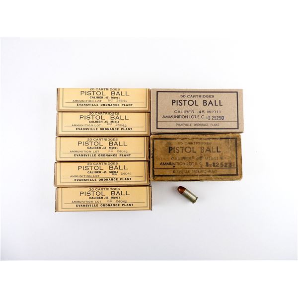 WWII U.S. MILITARY .45 ACP M1911 BALL AMMO LOT