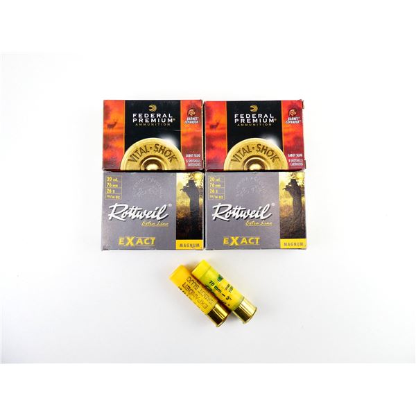 ASSORTED FEDERAL PREMIUM AND ROTTWEIL 20 GAUGE 2 3/4" MAGNUM / 3" MAGNUM  SHOT SHELL AMMO LOT