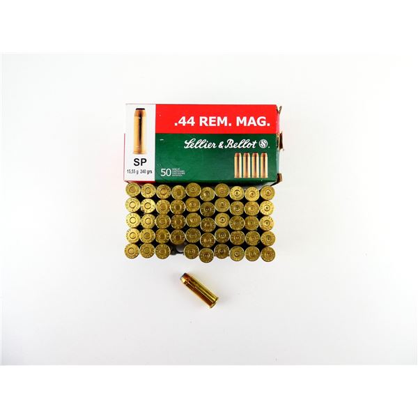 SELLIER & BELLOT .44 REM MAG AMMO AND NON-PRIMED BRASS CASES LOT