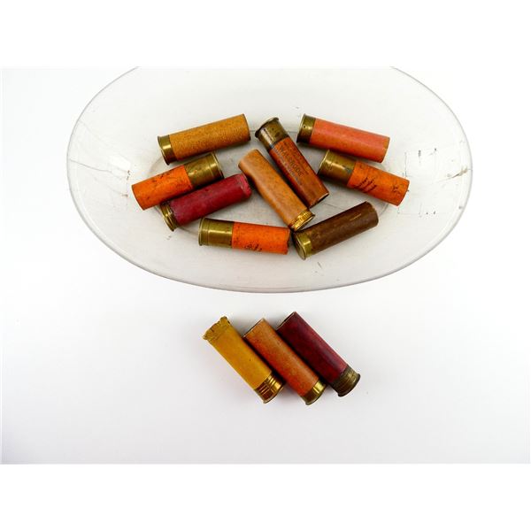 COLLECTIBLE PRIMED ASSORTED 10 GAUGE AND 12 GAUGE PAPER SHOT SHELL HULLS LOT