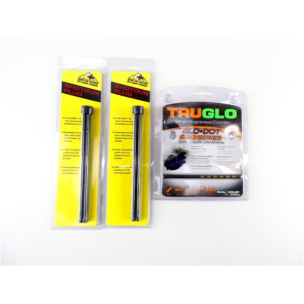 TRUGLO MAGNUM GLO DOT PRO SERIES DUAL COLOR FIBER OPTIC SHOT GUN SIGHT AND BUTLER CREEK SHOTGUN PLUG