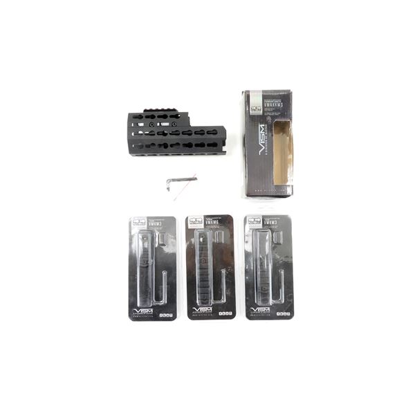 VISM VMAKKMS KEYMOD SHORT HANDGUARD AND ASSORTED ACCESSORY RAILS LOT