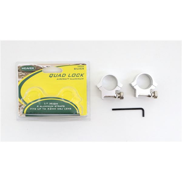 WEAVER 1" HIGH SILVER QUAD LOCK RINGS