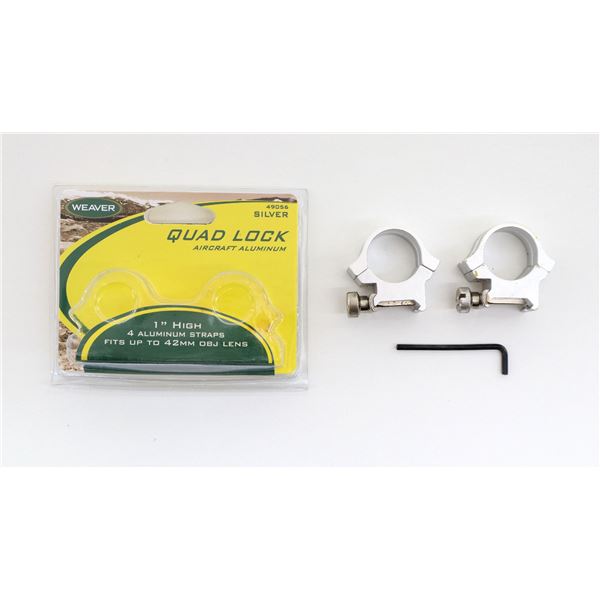 WEAVER 1" HIGH SILVER QUAD LOCK RINGS