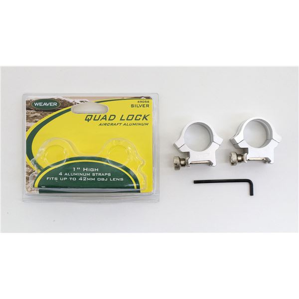 WEAVER 1" HIGH SILVER QUAD LOCK RINGS