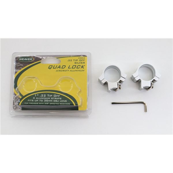 WEAVER 1" .22 TIP OFF SILVER QUAD LOCK RINGS