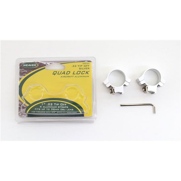 WEAVER 1" .22 TIP OFF SILVER QUAD LOCK RINGS