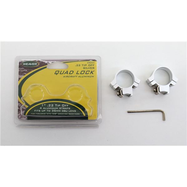 WEAVER 1" .22 TIP OFF SILVER QUAD LOCK RINGS