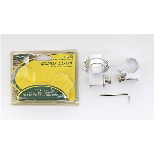 WEAVER 1" HIGH SILVER QUAD LOCK RINGS