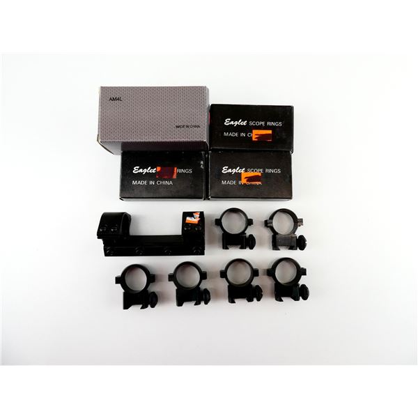 EAGLET SCOPE RINGS AND POSSIBLY HAMMERS DOVETAIL SCOPE MOUNT LOT