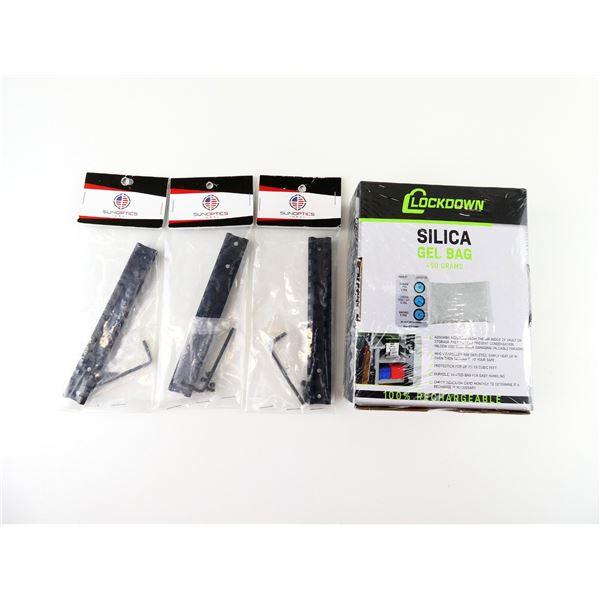 SUN OPTICS USA SCOPE MOUNT AND LOCKDOWN SILICA GEL BAG LOT