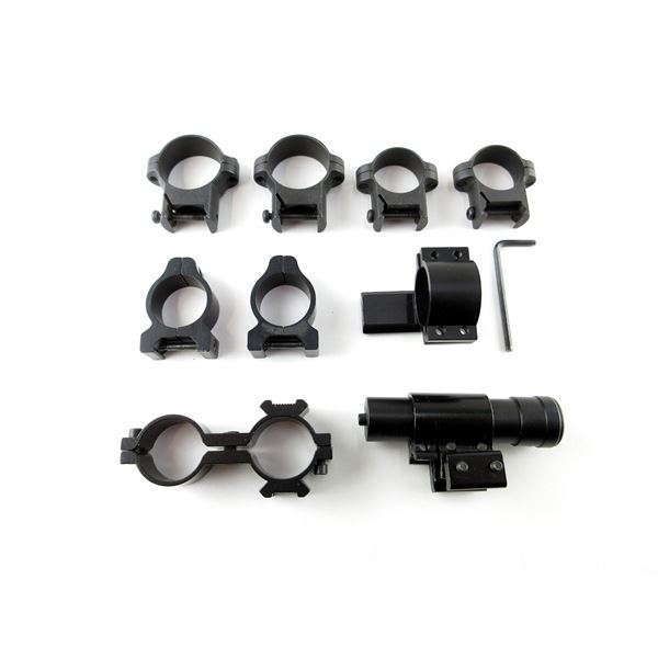 ASSORTED SCOPE RING AND LASER LOT