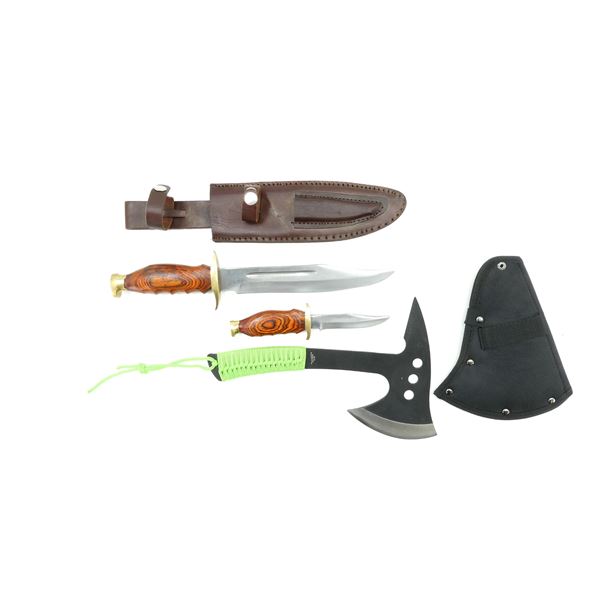 ASSORTED DUAL KNIFE / THROWING AXE LOT