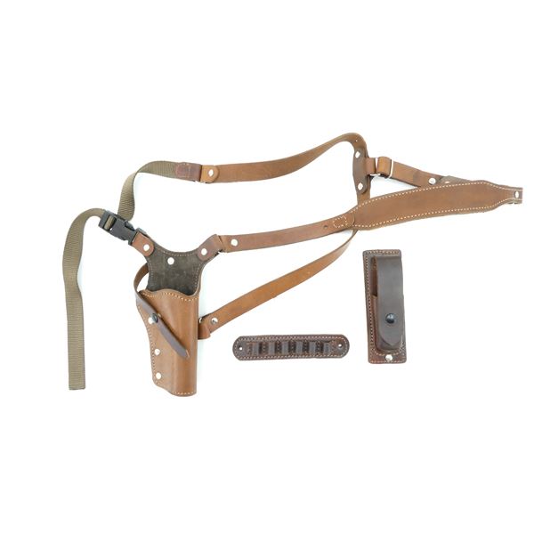 LEATHERWORK HOLSTER WITH MAGAZINE POUCH AND SHELL HOLDER LOT