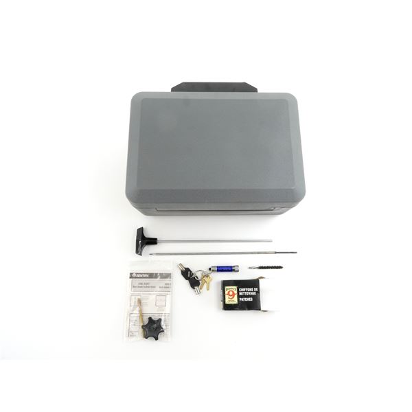 ASSORTED SENTRY RECORD PROTECTION CASE AND GUN CLEANING ITEMS / ETC. LOT