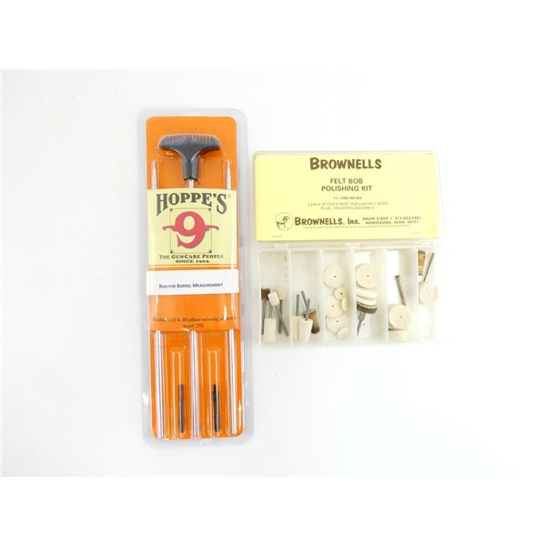 HOPPE'S CLEANING ROD AND BROWNELL'S FELT BOB POLISHING KIT LOT