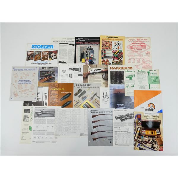 ASSORTED FIREARMS AND RIFLE SCOPES ETC. BROCHURES / FLYERS ETC. LOT