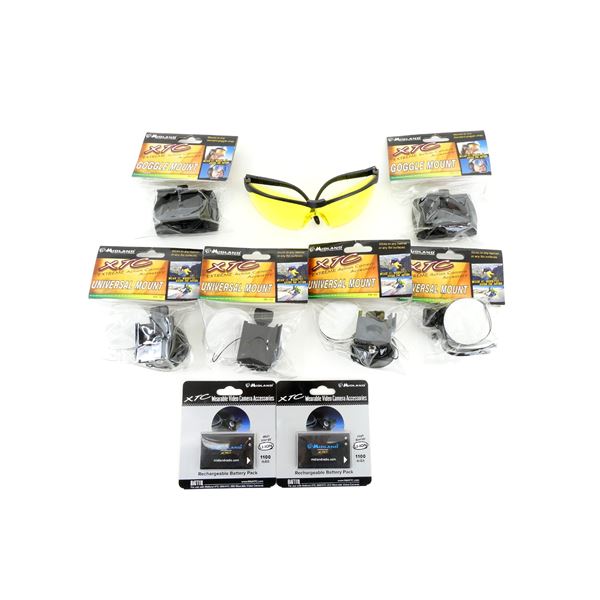 ** PICK UP ONLY ** XTC EXTREME CAMERA UNIVERSAL MOUNTS, BATTERY AND ETC. LOT