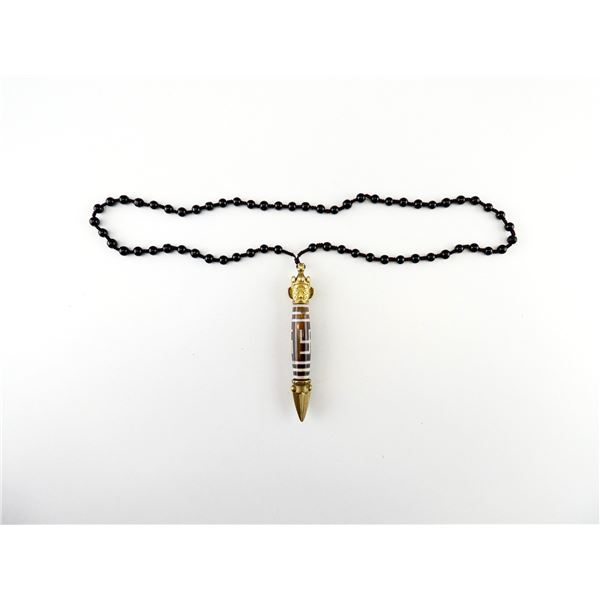 SINO-TIBETAN OFFICER'S DZI BEAD NECKLACE