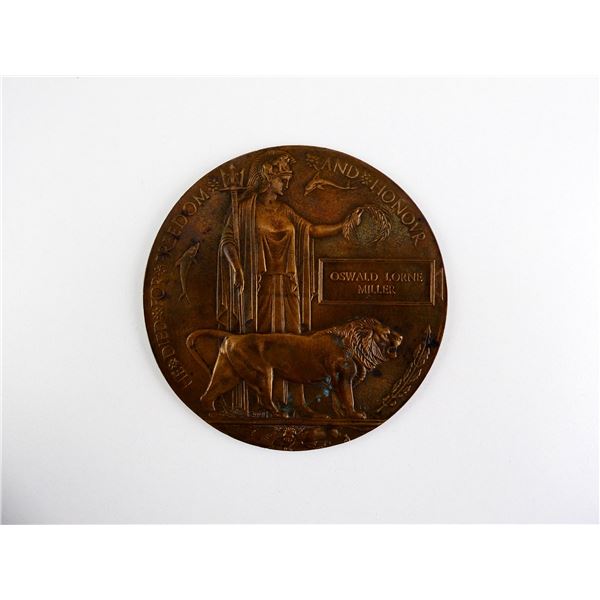 WWI CANADIAN NAMED MEMORIAL PLAQUE