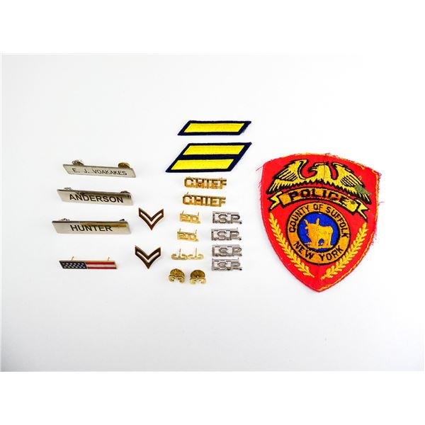 ASSORTED POLICE BADGES, ETC. LOT