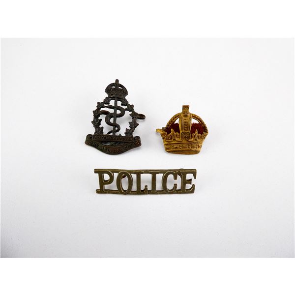 POLICE / WWII CANADIAN MILITARY BADGES LOT