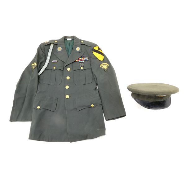 1960'S U.S. MILITARY CAVALRY SERVICE DRESS JACKET AND HAT LOT