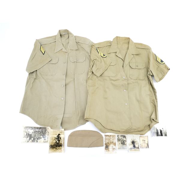 VIETNAM WAR ERA U.S. MILITARY SHIRTS, WEDGE CAP AND PHOTOS LOT