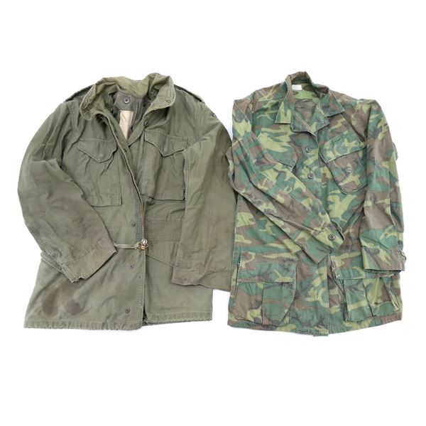 VIETNAM WAR ERA U.S. MILITARY M65 JACKET AND CAMO JUNGLE JACKET LOT